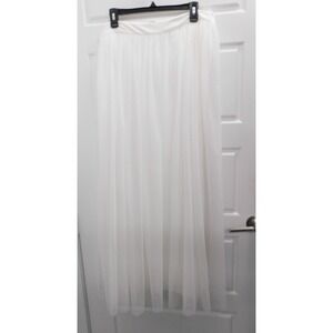 Lace And Beads Women's White Maxi Tulle Party Skirt Size 16 NWT